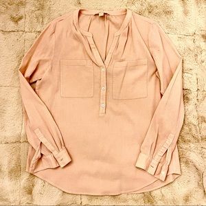 MK blouse, blush pink, long sleeves, and classy